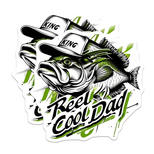 (2 Pack) Reel Cool Dad Magnets - Fishing Dad - Funny Dad for Father - Unique for Dad's Day - 5" On Longest Side - for Cars, Refrigerators, Toolboxes, Lockers - Made in USA MAG3553