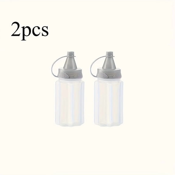 2-Pack Refillable Squeeze Bottles, Leakproof Condiment Dispenser Bottles, No Drip Sauce Containers for Ketchup, Mustard, Salad Dressing, Travel and Meal Prep