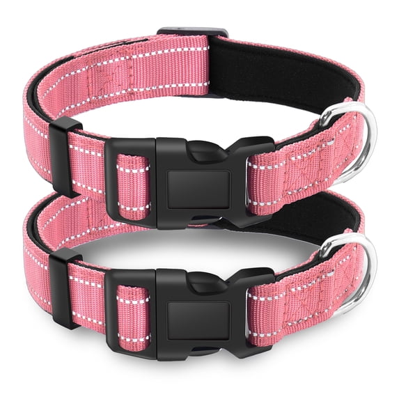 2 Pack Reflective Dog Collar with Safety Locking Buckle, Adjustable Soft Breathable Comfortable Nylon Pet Collar for Small, Medium and Large Dogs, Turquoise, XS