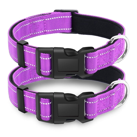 2 Pack Reflective Dog Collar with Safety Locking Buckle, Adjustable Soft Breathable Comfortable Nylon Pet Collar for Small, Medium and Large Dogs, Turquoise, XS