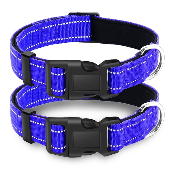 2 Pack Reflective Dog Collar with Safety Locking Buckle, Adjustable Soft Breathable Comfortable Nylon Pet Collar for Small, Medium and Large Dogs, Turquoise, XS