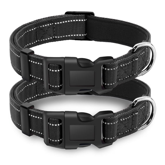 2 Pack Reflective Dog Collar with Safety Locking Buckle, Adjustable Soft Breathable Comfortable Nylon Pet Collar for Small, Medium and Large Dogs