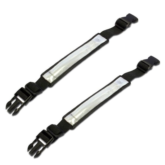 2 Pack Reflective Fiber Optic Blinking Red with LED White Stretch Safety ARM BAND - Includes Clip for Running Biking Cycling by Maximalpower