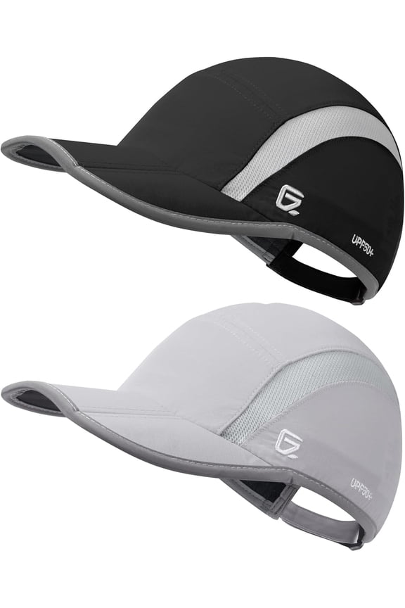 2 Pack Reflective Foldable Sports Hat UPF 50+ Sun Protection Outdoor Run Hats for Men and Women