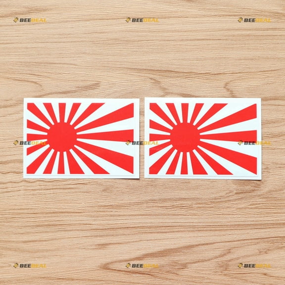 2 Pack Reflective Red, 4 Inches - Japanese Rising Sun Decal Sticker Vinyl JDM Japan - Die-Cut No Background Fit for Toyota Honda Mazda