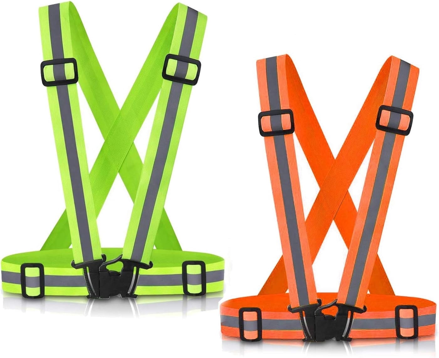 2 Pack High Visibility Reflective Suspender Safety Vests, Green ...