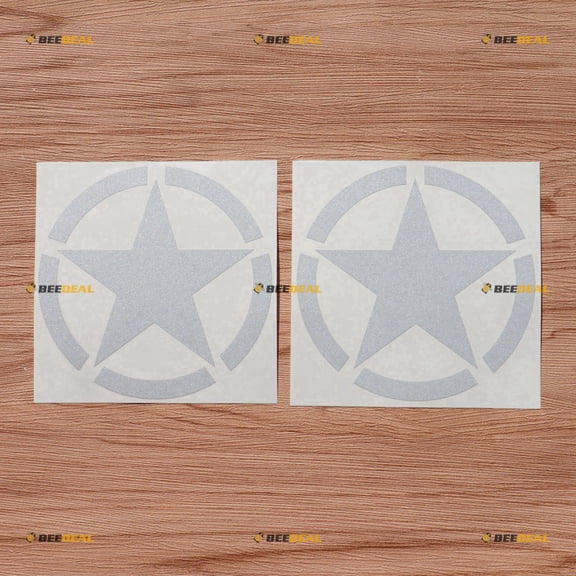 2 Pack Reflective White, 4 Inches - Army Star WW2 Decal Sticker Vinyl - fit for Jeep Toyota Ford Chevy 02121