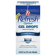 2 Pack Refresh Optive Gel Drops Lubricant Eye Gel Extended Therapy .33 Oz Each