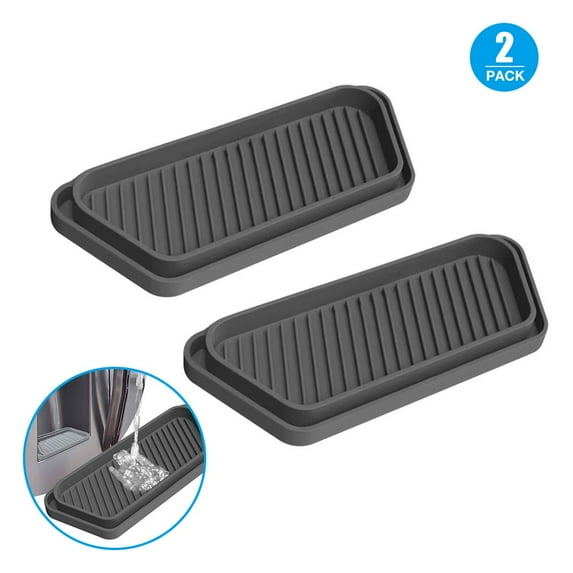 2 Pack Refrigerator Drip Tray Refrigerator Drip Catcher for Fridge Water Dispenser,Protector Ice and Water Dispenser Pan,Fridge Spills Water Pad Catch Basin,Gray