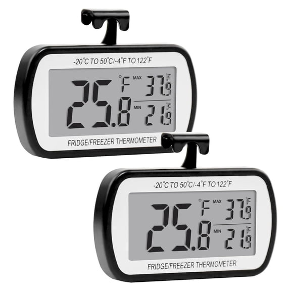 2 Pack Refrigerator Freezer Thermometer, Waterproof Digital Temperature Monitor for Home Kitchen, Fridge & Cooler