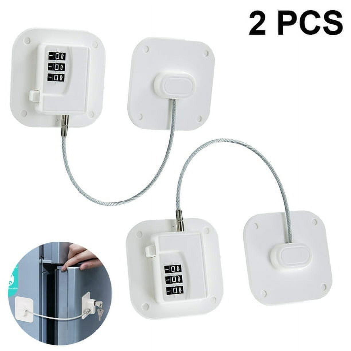 2 Pack Refrigerator Lock Heavy Duty Combination Fridge Lock, Child/Baby Proofing Lock for