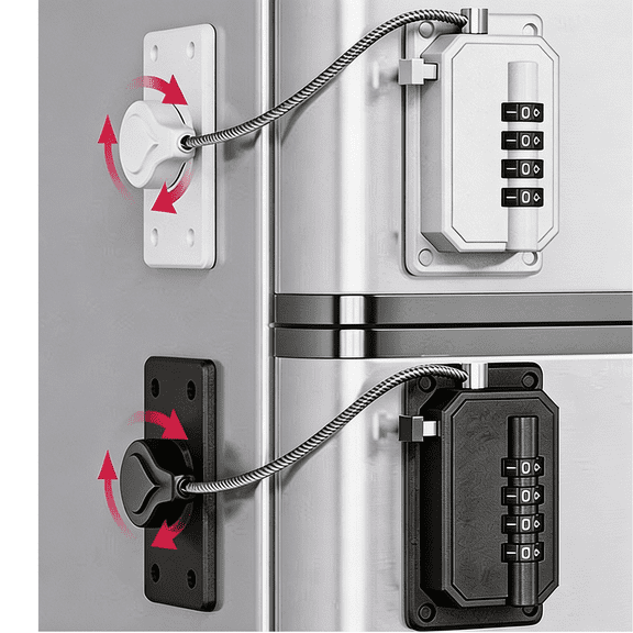 2 Pack Refrigerator Locks with 4 Digit Code,Easy Install Fridge Lock Combination, Freezer Lock,Child Proof Cabinet Locks for Refrigerators,Drawers,Closets, Windows,Wardrobe(Black/White)