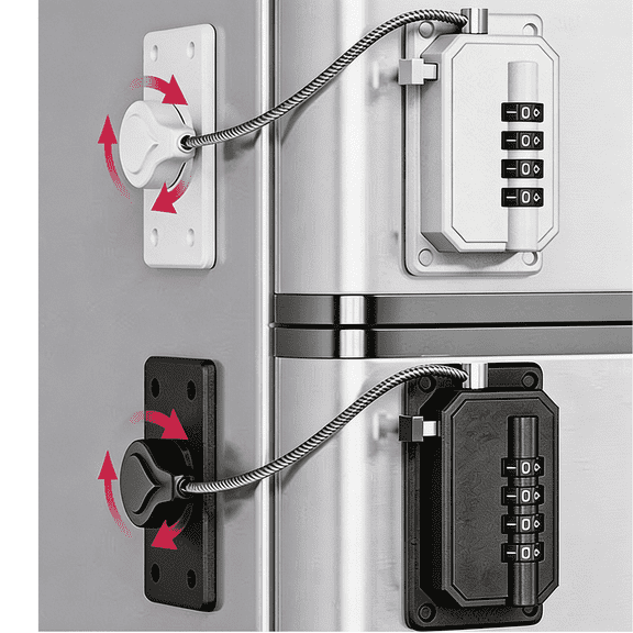 2 Pack Refrigerator Locks with 4 Digit Code,Easy Install Fridge Lock Combination, Freezer Lock,Child Proof Cabinet Locks for Refrigerators,Drawers,Closets, Windows,Wardrobe(Black/White)