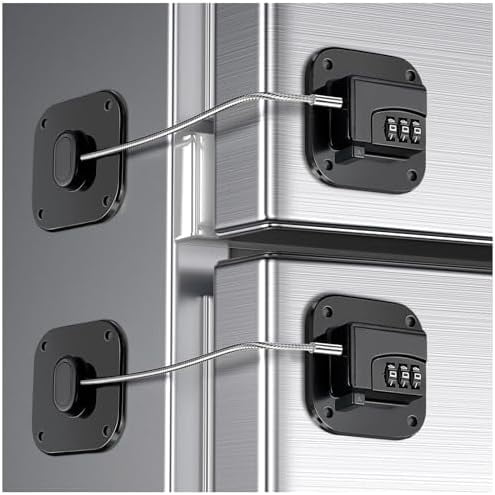 2 Pack Refrigerator Locks, Heavy Duty Fridge Lock for Child Safety Self Adhesive Combination Lock for Cabinets Window Drawers No Drilling No Keys Needed$$Tools & Hardware Other