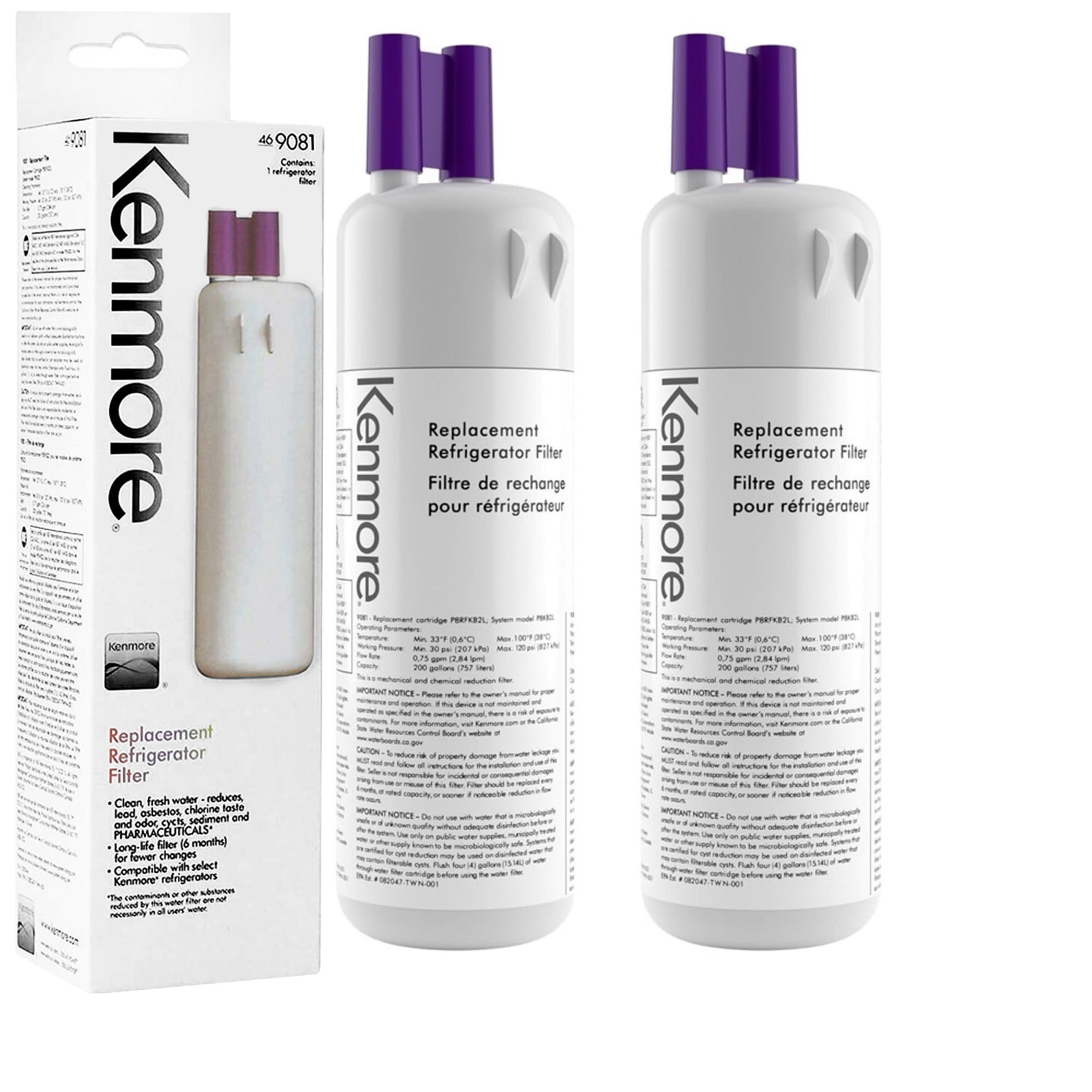 2 Pack Refrigerator Water Filter Replacement for Kenmore 9081 469930