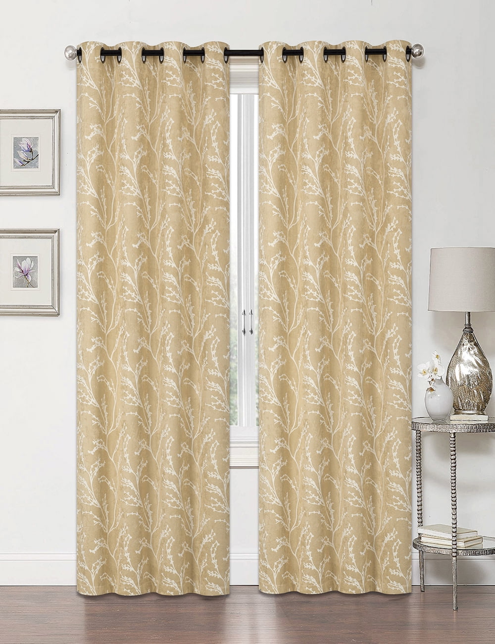 2 Pack: Regal Home Collections Arbor 100% Blackout Floral Thermal Insulated Energy Saving Grommet Top Curtains - Assorted Colors