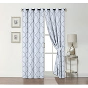 2 Pack: Regal Home Collections Insulated Thermal Blackout Energy Saving Lattice Grommet Top Curtain Panels With Tiebacks - Assorted Sizes