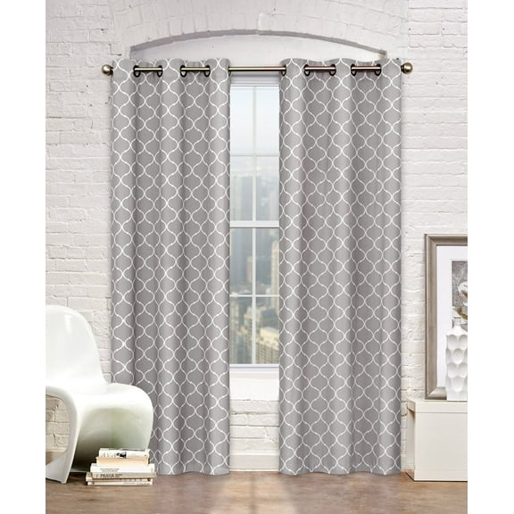 2 Pack: Regal Home Collections Lattice Trellis Shabby Chic Window Curtains - Gray