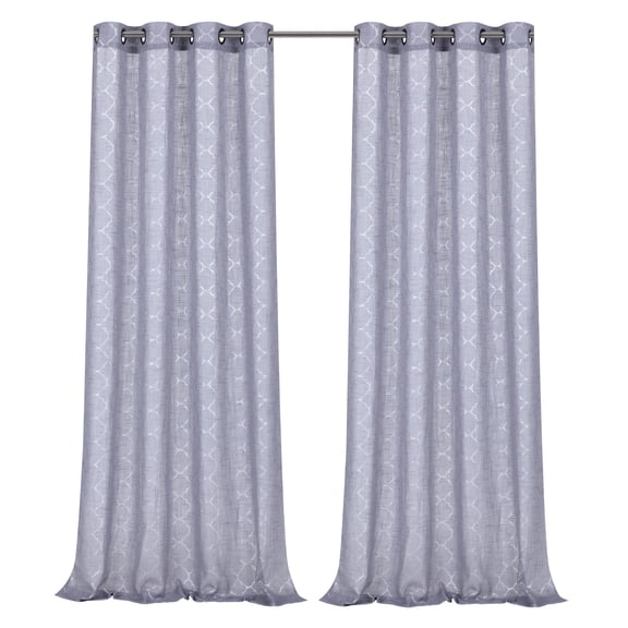 2 Pack: Regal Home Collections Semi Sheer Metallic Trellis Quatrefoil Grommet Top Pastel Colored Curtains - Assorted Colors