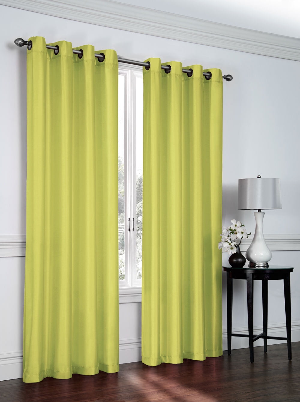 2 Pack: Regal Home Collections Ultra Luxurious Semi Sheer Shimmer Grommet Top Curtain Panels - Avocado