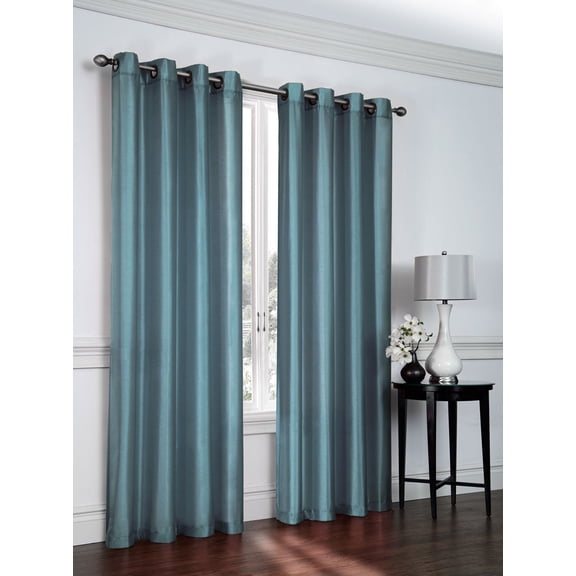 2 Pack: Regal Home Collections Ultra Luxurious Semi Sheer Shimmer Grommet Top Curtain Panels - Seaside Blue