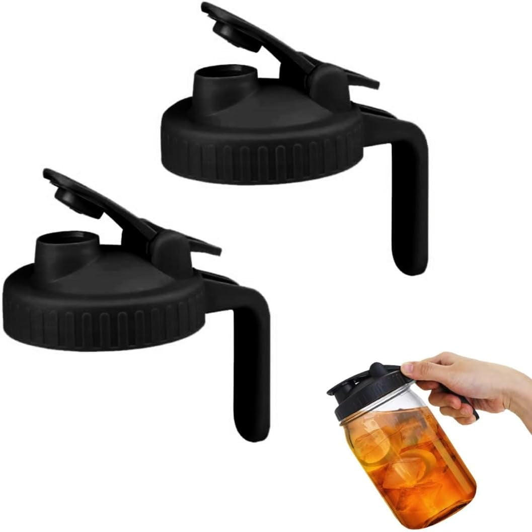 2 Pack Mason Jar Pouring Lids With Handle – Leak-Proof, Flip-Top Spout For Regular Mouth Jars, Turns Jars Into Pitchers - View #6