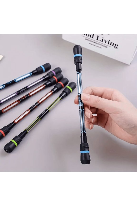 2-Pack Relaxing Fidget Spinner Pens, Non-Slip Grip, Flexible Fingers for Adults and Students, Black Gel Ink - Office Supplies, Random Colors