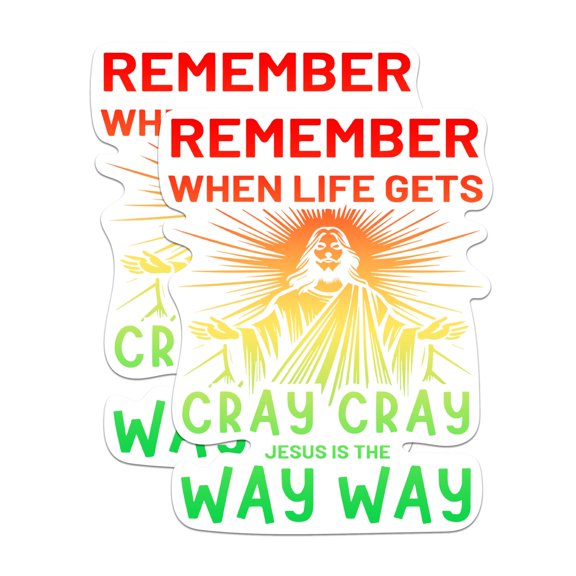 (2 Pack) Remember When Life Gets Cray Cray Jesus is The Way Way Magnets - Funny Jesus - 5" On Longest Side - Premium Magnet - for Cars, Refrigerators, Toolboxes, Lockers - Made in USA - MAG1079