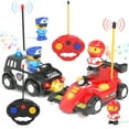 thumbnail image 1 of 2 Pack Remote Control Cartoon Race & Police RC Car for Toddlers - Toys for 2 3 4 5 Year Old Boy, Easter Birthday Toy Gift Ideas for Toddler, 1 of 10
