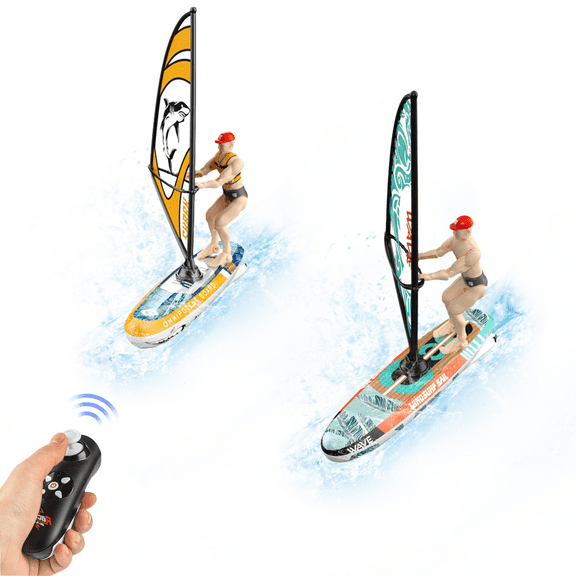 2 Pack Remote Control Sailboat Set for Kids, Waterproof RC Boat with Lights for Pools Lake, Electric Racing Boat for Adults Outdoor Water Toys