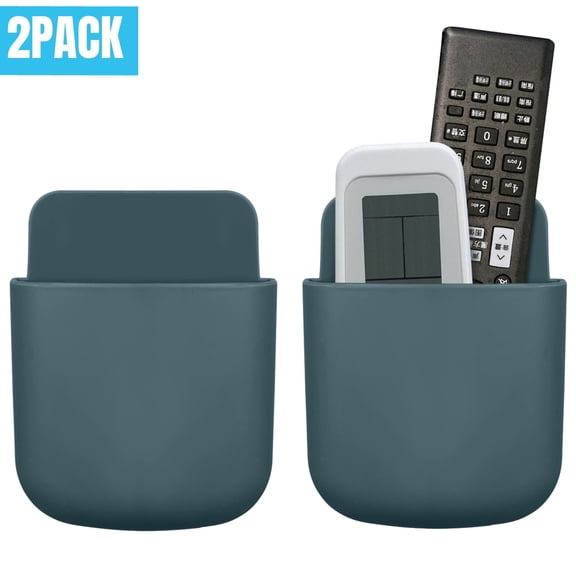 2 Pack Remote Holders Wall Mount Hole Free, Self-Adhesive Storage Box, Pen Holder Remote Control Holder for Home, Office, School Supply, Blue