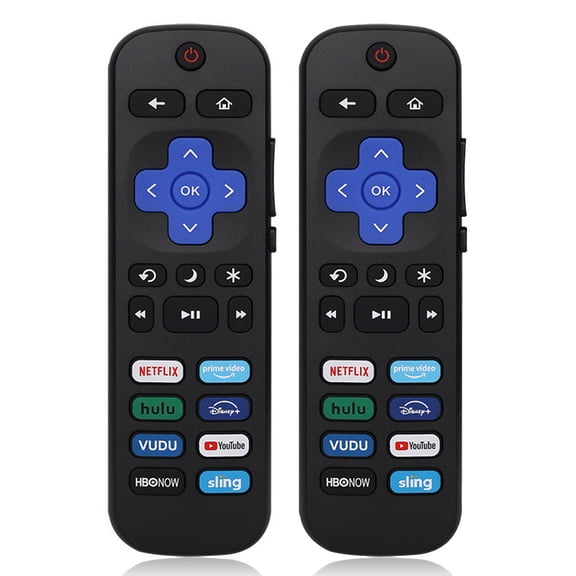 [2 Pack] Remote for Roku TV, 8 Shortcut Keys, Universal for TCL Hisense Onn Sharp Philips Element Westinghouse Insignia Hitachi Branded Smart Roku TVs