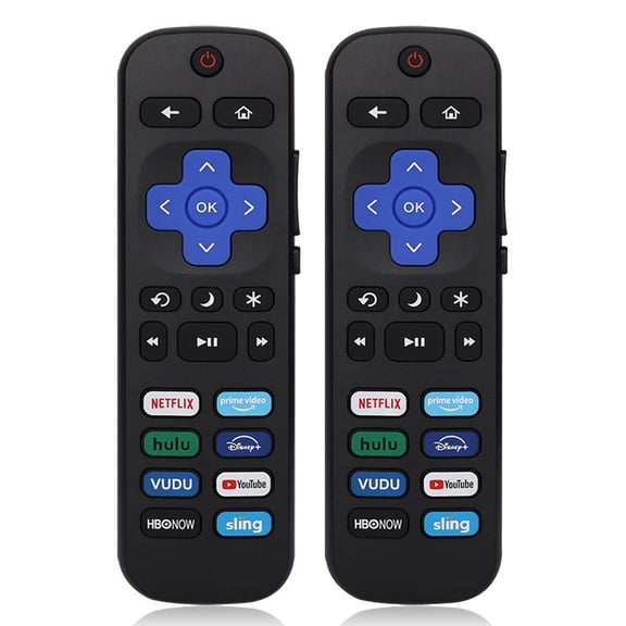 [2 Pack] Remote for Roku TV, 8 Shortcut Keys, Universal for TCL Hisense Onn Sharp Philips Element Westinghouse Insignia Hitachi Branded Smart Roku TVs