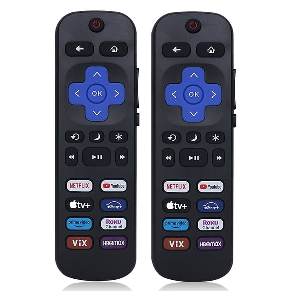 [2 Pack] Remote for Roku TV, 8 Shortcut Keys, Universal for TCL Hisense Onn Sharp Philips Element Westinghouse Insignia Hitachi Branded Smart Roku TVs