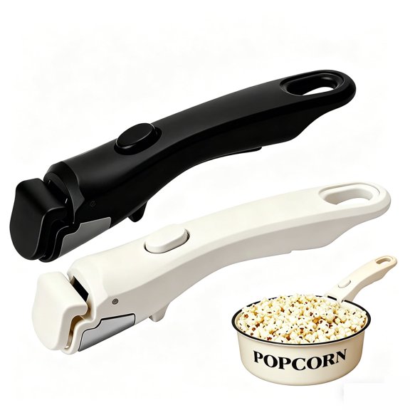2 Pack Removable Pot Pan Handle, Universal Detachable Replacement Grip, Heat Resistant Non-Slip Cookware Handle, Space Saving Kitchen Gadgets, Black+White