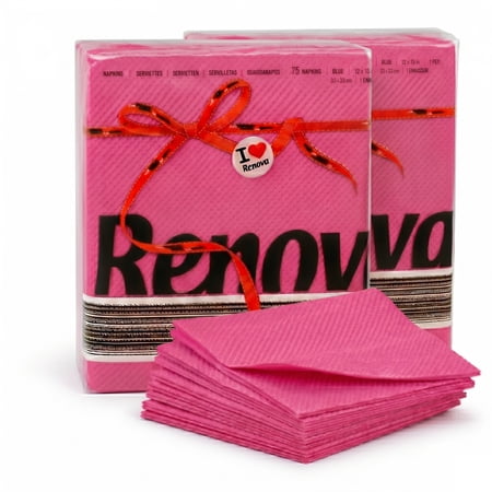 (2 Pack) Renova Pink Paper Napkins, 6 in, 70 Count