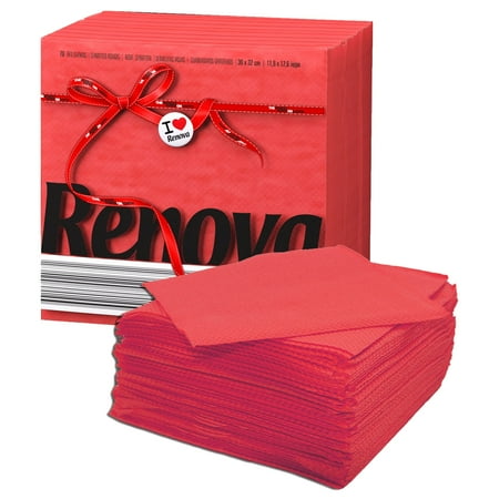 (2 Pack) Renova Red Paper Napkins, 6 in, 70 Count