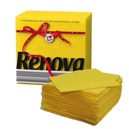 (2 Pack) Renova Yellow Paper Napkins, 6 in, 70 Count