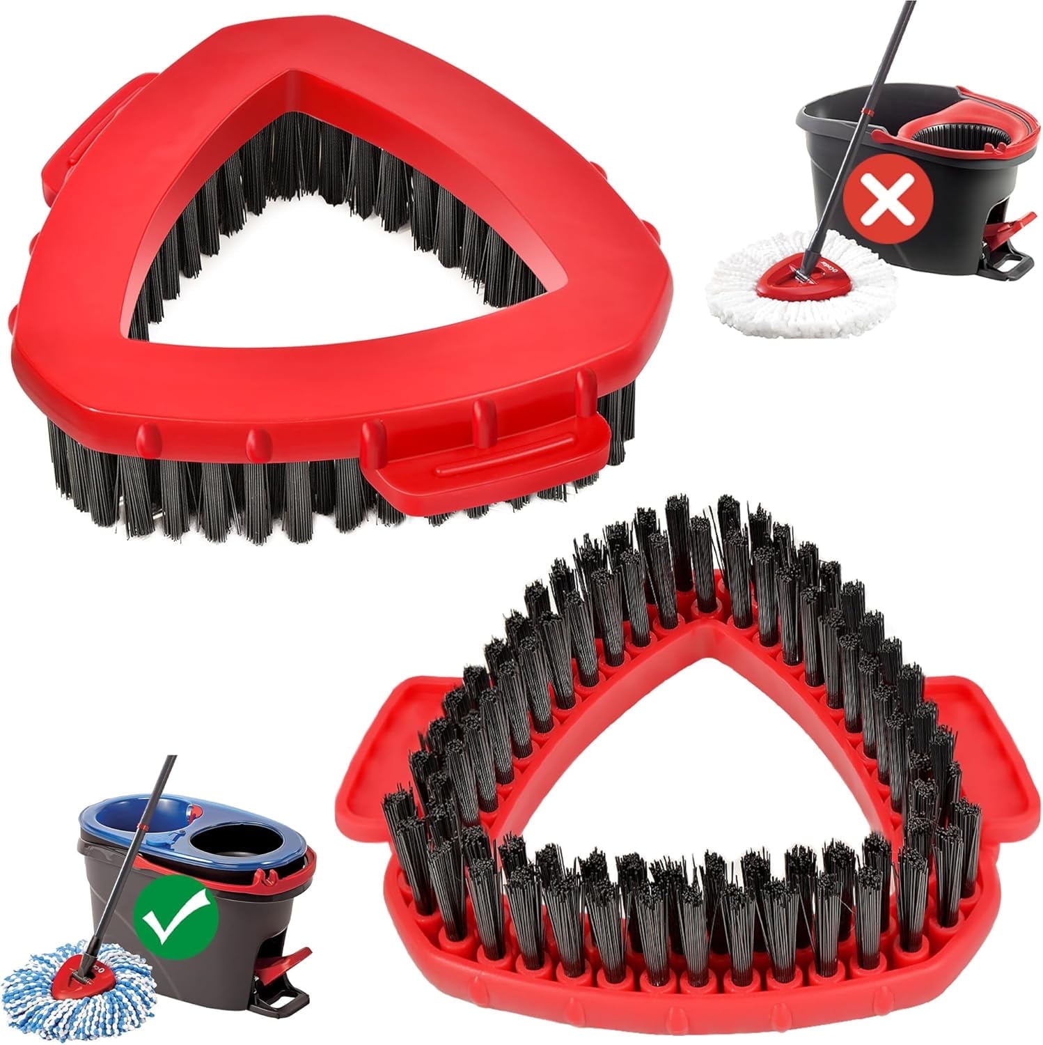 2 Pack Replace Spin Mop Scrub Brush Head, Replacement Scrubber Mop Head for O Cedar Spin Mop 2 Tank System, Shower Floor Scrubber, Hard Bristle Cleaning Brush for Bathroom Kitchen Tile