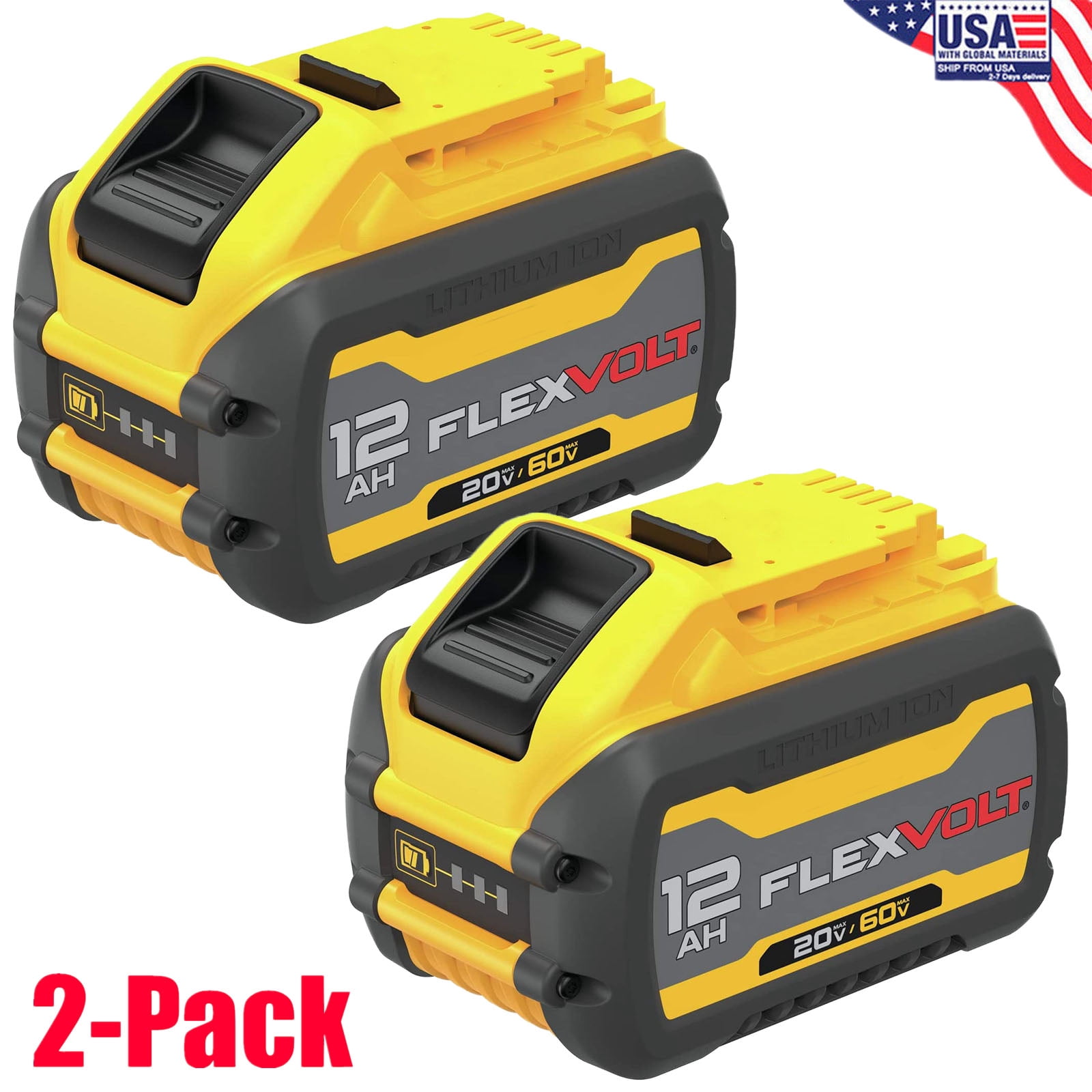 2 Pack Replace for DeWalt DCB606 DCB609 20V/60V MAX 12.0Ah Lithium Battery Power Tools 20-60v Battery