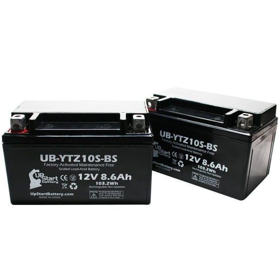 2-Pack Replacement 2008 Yamaha YZF-R6 (excl. R6S) 600CC Factory Activated, Maintenance Free, Motorcycle Battery - 12V, 8.6Ah, UB-YTZ10S-BS