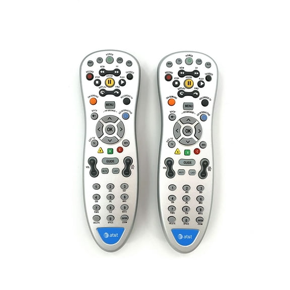 (2 Pack) Replacement At&t Silver Remote Control Compatible with TV and Set-Top Receiver, Aux, DVD
