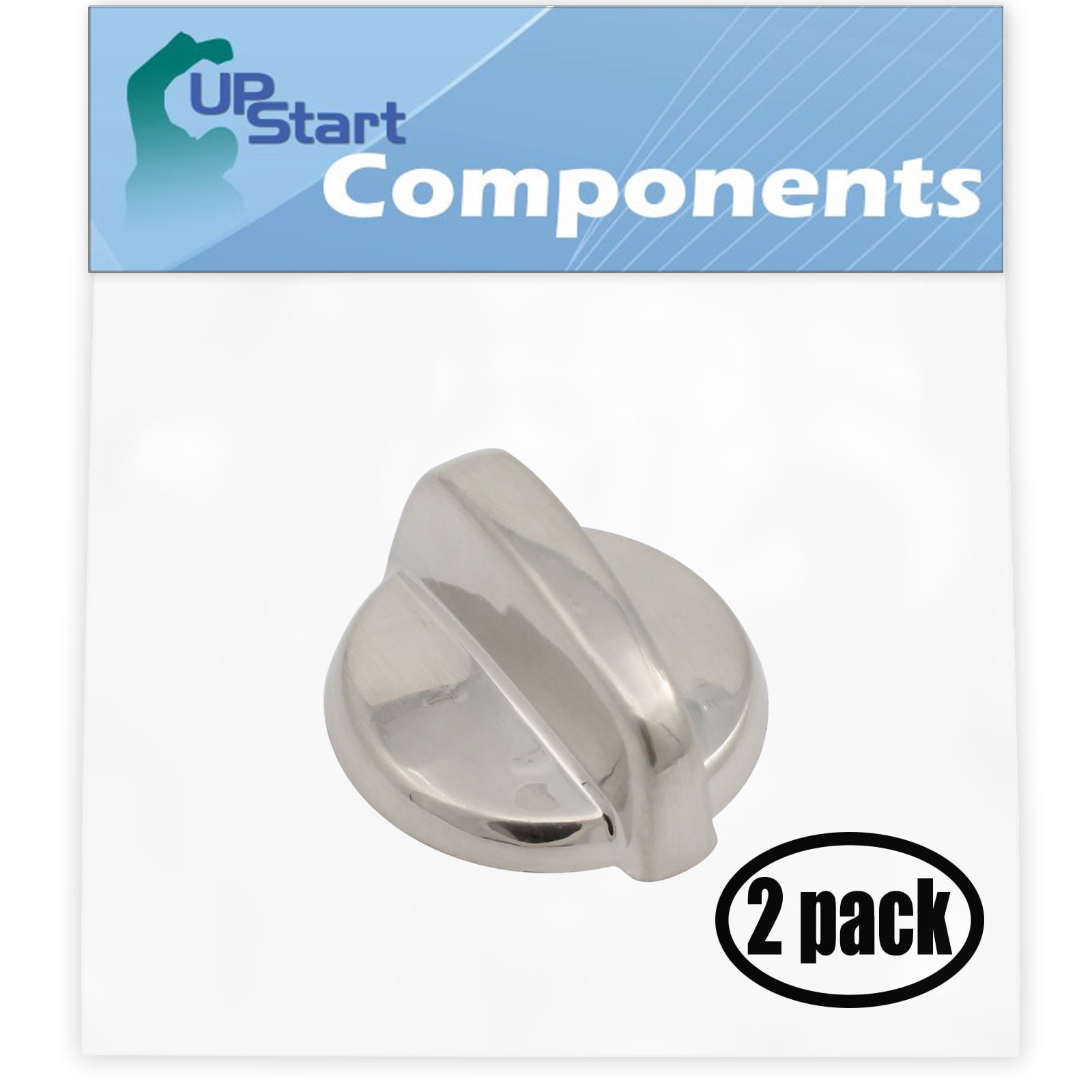2 Pack Replacement Control Knob WB03T10284 Stainless Steel Finish for General Electric JBP89SM1SS Electric Range