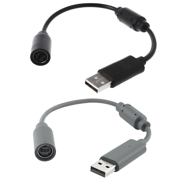 2 Pack Replacement Dongle USB Breakaway Cable for Xbox 360 Wired Controllers, Extension Adapter Cable for Xbox 360 (2, 2 Pack Black+Gray)