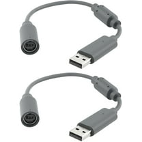 2 Pack Replacement Dongle USB Breakaway Cable for Xbox 360 Wired Controllers, Extension Adapter Cable for Xbox 360 - Grey