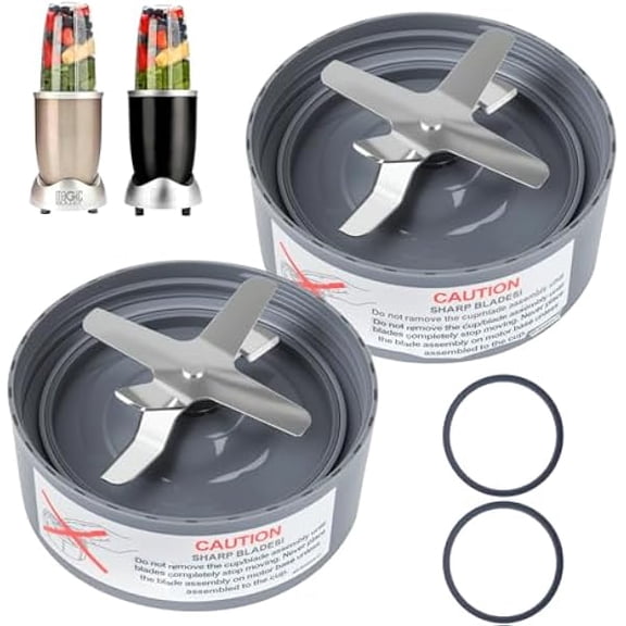2-Pack Replacement Extractor Blade, Fit for 600w/ 900w Pro Series Blender with Food-grade Silicone Rubber Gaskets Seal Ring for Blade Replacement Parts Compatible with NutriBullet