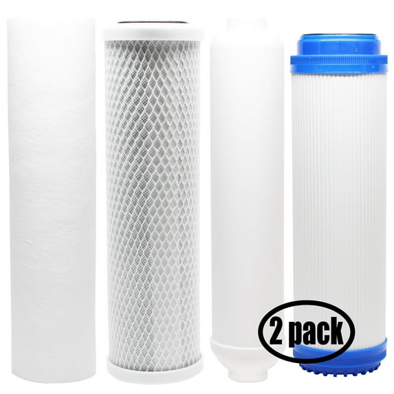 2-Pack Replacement for Filter Kit for Vertex PT - 4.0-5 RO System - Includes Carbon Block Filter, PP Sediment Filter, GAC Filter & Inline Filter Cartridge - Denali Pure Brand