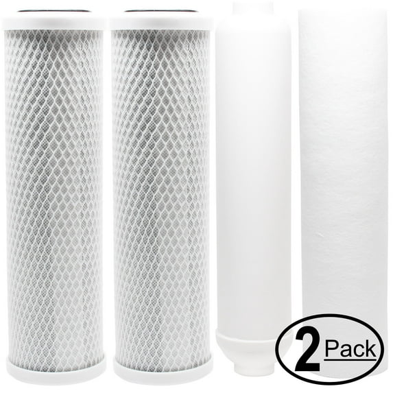 2-Pack Replacement for Filter Kit for Watts RO-TFM-5SV RO System - Includes Carbon Block Filters, PP Sediment Filter & Inline Filter Cartridge - Denali Pure Brand