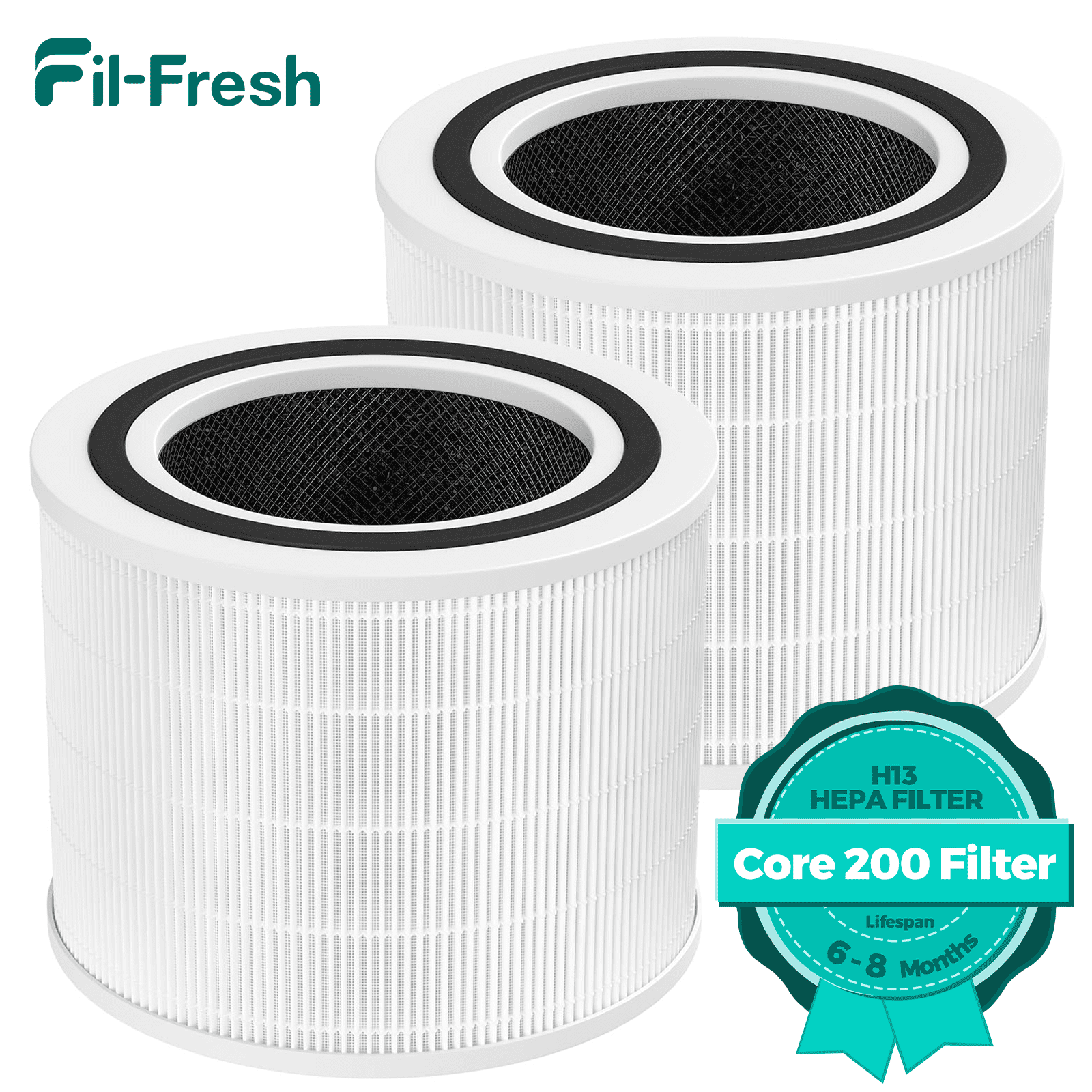 Fil fresh 2 Pack Replacement Filter for LEVOIT Core 200S Air Purifier with H13 True HEPA & Activated Carbon