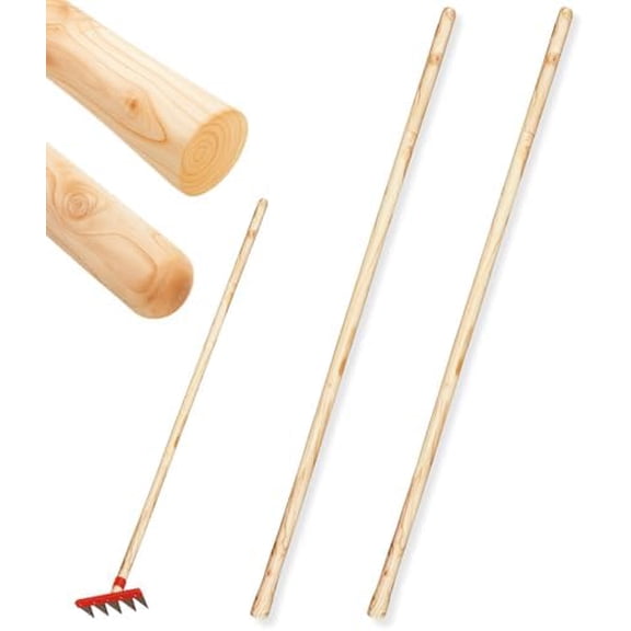 2 Pack Replacement Fire Rake Handles, 60'' Ash Wood Eye Hoe & Grub Hoe Replacement Handle, 1-1/2 Inch Diameter Stirrup Hula Hoes Tool for Weeding Gardening & Firefighting Tools$$Garden & Patio